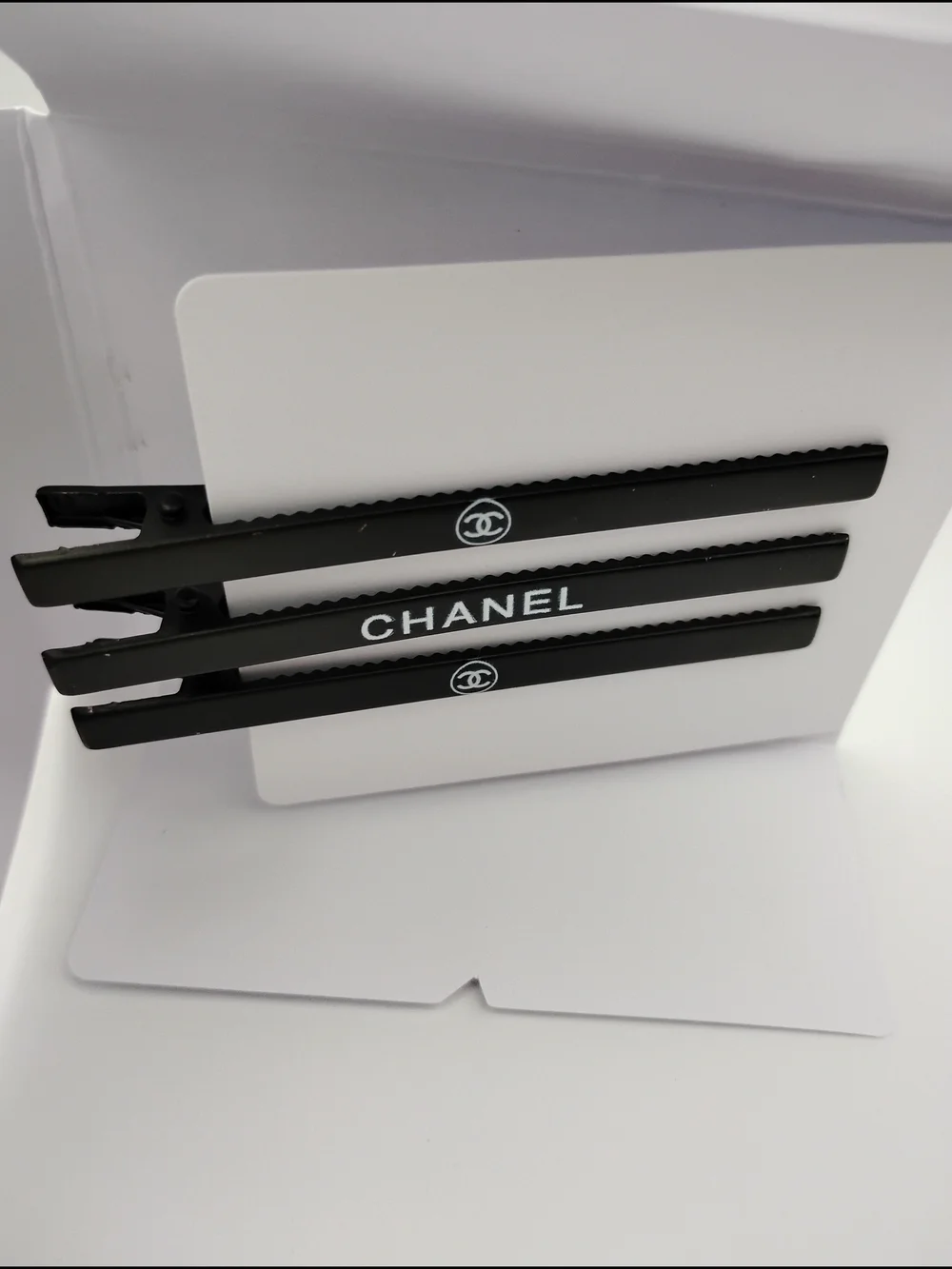 CHANEL Black Logo Hair Clips Set of 3 BRAND NEW